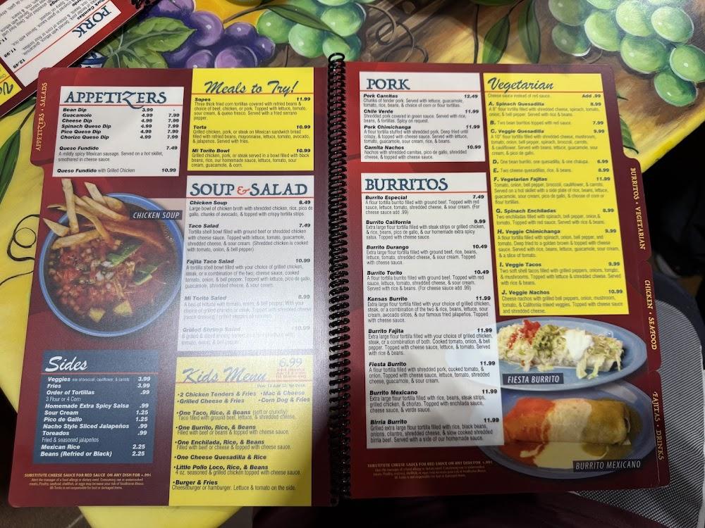 Mi Torito Mexican Restaurant Galena Menu